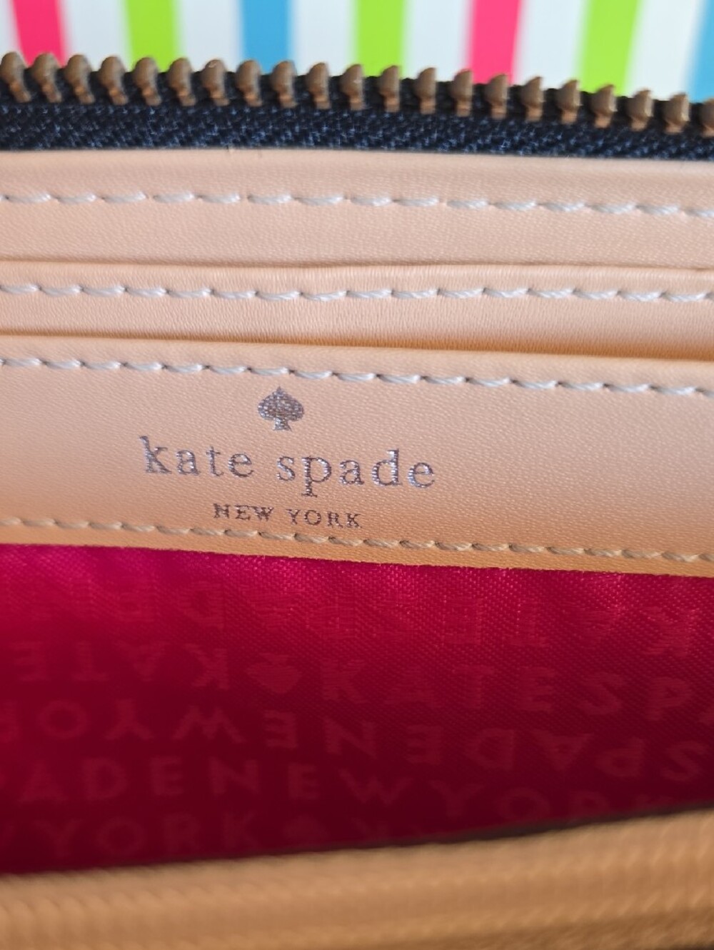kate spade Black Pebbled Leather Zip Around Wallet with Gold Studs - Picture 5 of 16